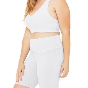 Alo Chalk Wash Biker Shorts and Bra Set
